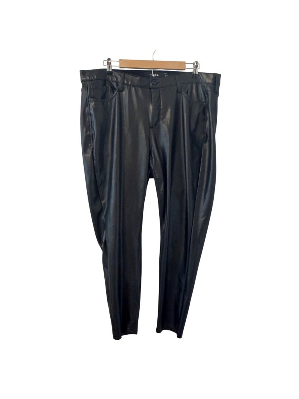 Torrid Black Faux Leather Pants Size 18R With Stretch Waistband & Pockets. NWT